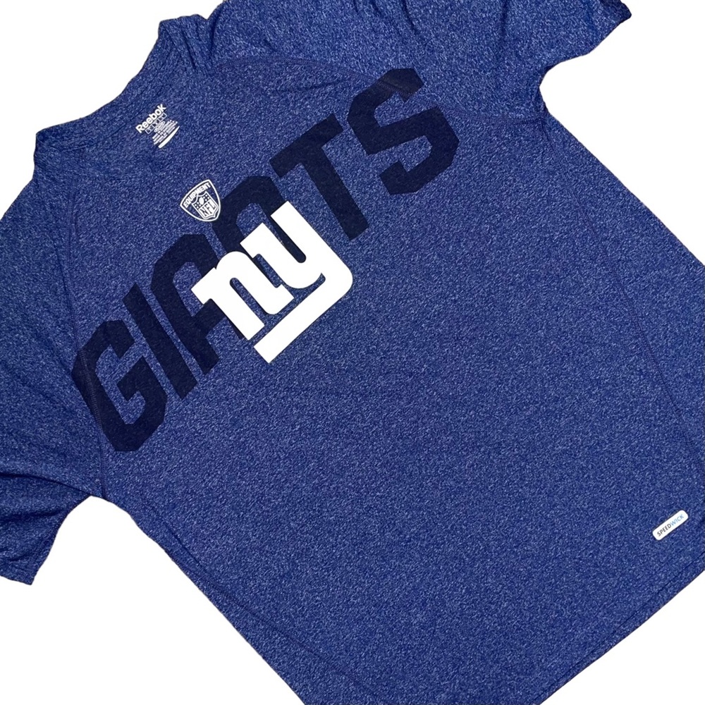 *Reebok NY Giants Heathered Navy Raglan Sleeve Tee Shirt EUC